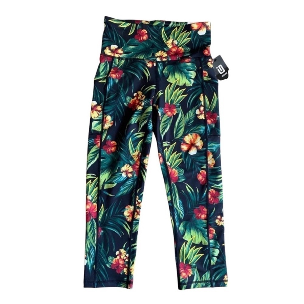 Tropical Side-Pocket Cropped Leggings BRAND NEW WITH TAGS